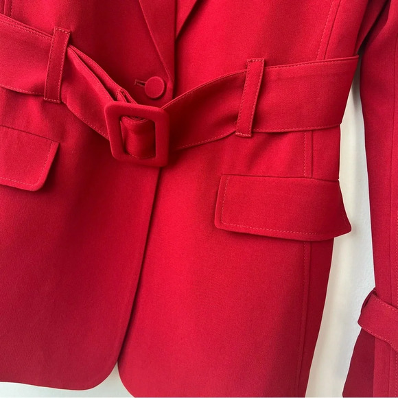 Cinq à Sept Corina Belted Crepe Blazer Red - Picture 6 of 9